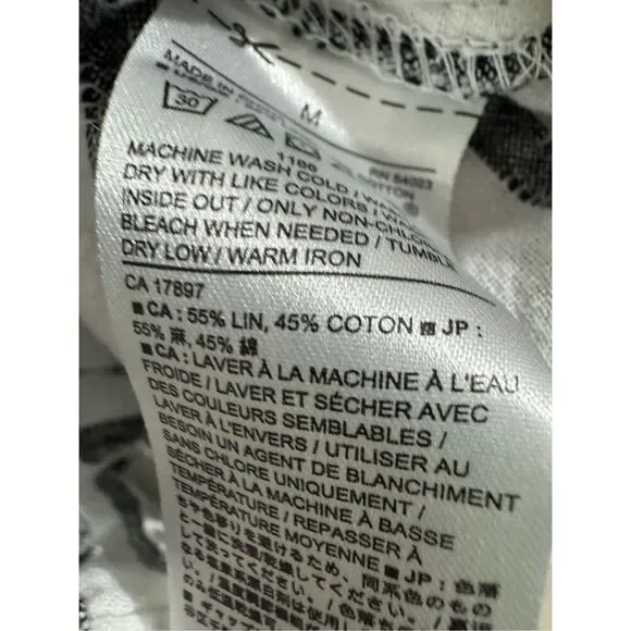 Banana Republic Top M Short Sleeve Button Up Collar Linen Blend Striped - Picture 8 of 8